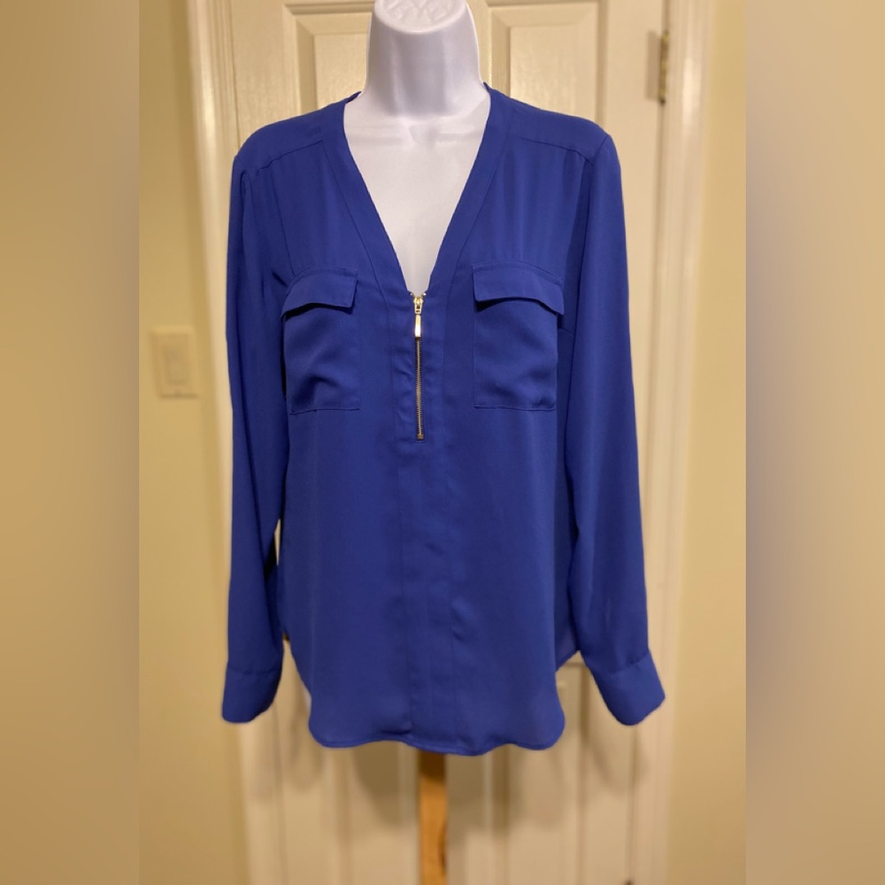 EXPRESS Purple Women's long Sleeve Roll-up Sleeves Tunic, Size: M